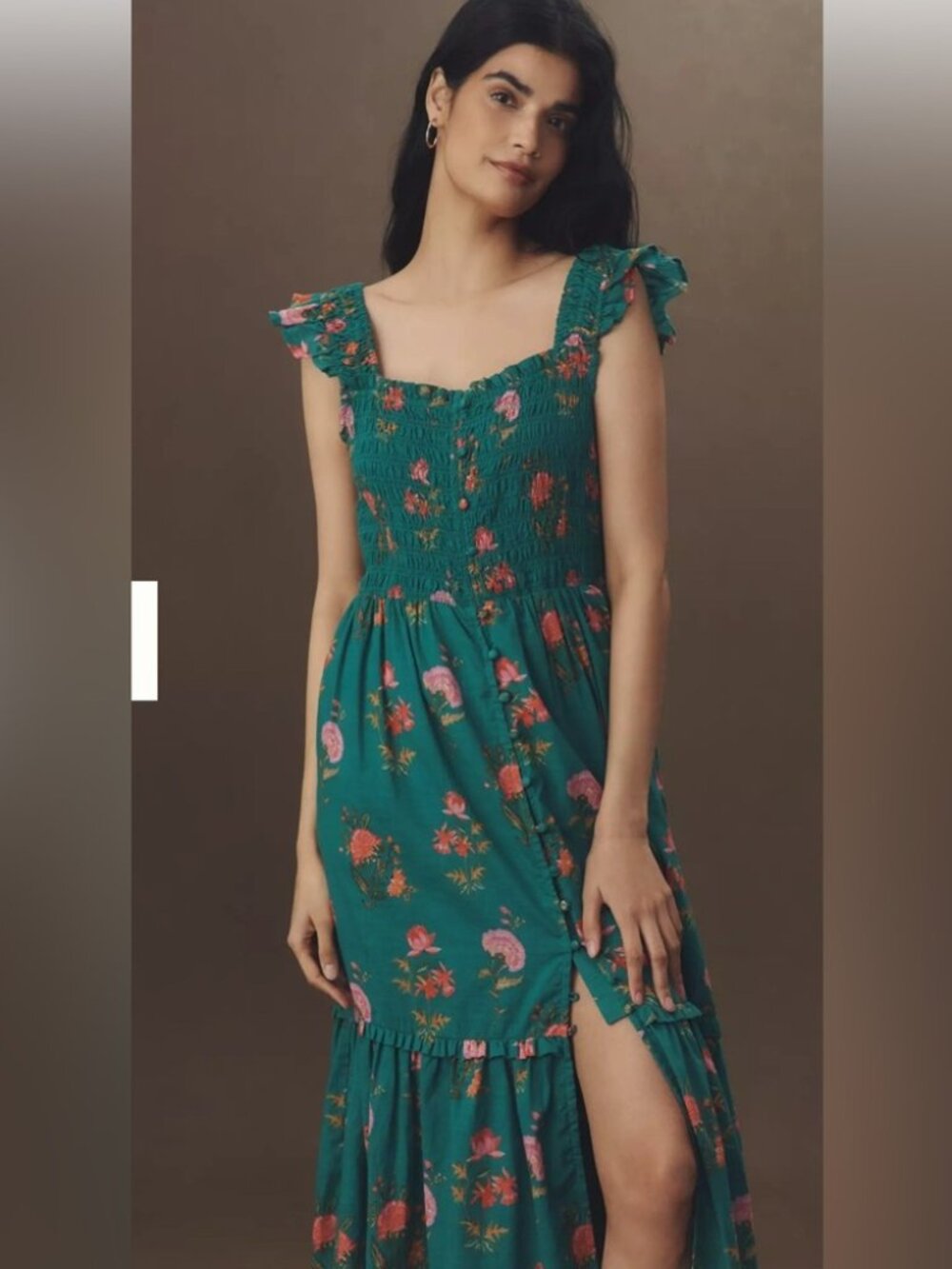 Anthropologie The Peregrine Dress Smocked Bodice & Sleeves,